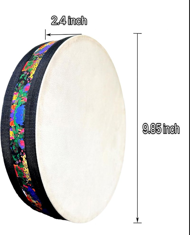 RUOSWTE 10'' Handmade Wooden Sheepskin Ocean Drum Simulates the Sound of Ocean Waves, Healing Instrument for Meditative Recreation, Yoga Meditation, Relaxation and Stress Release. - Image 2